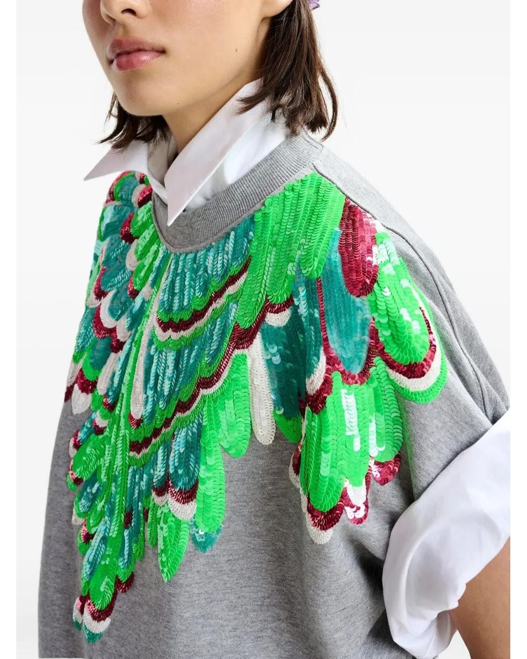 T-Shirt Con Paillettes di Essentiel Antwerp in Gray