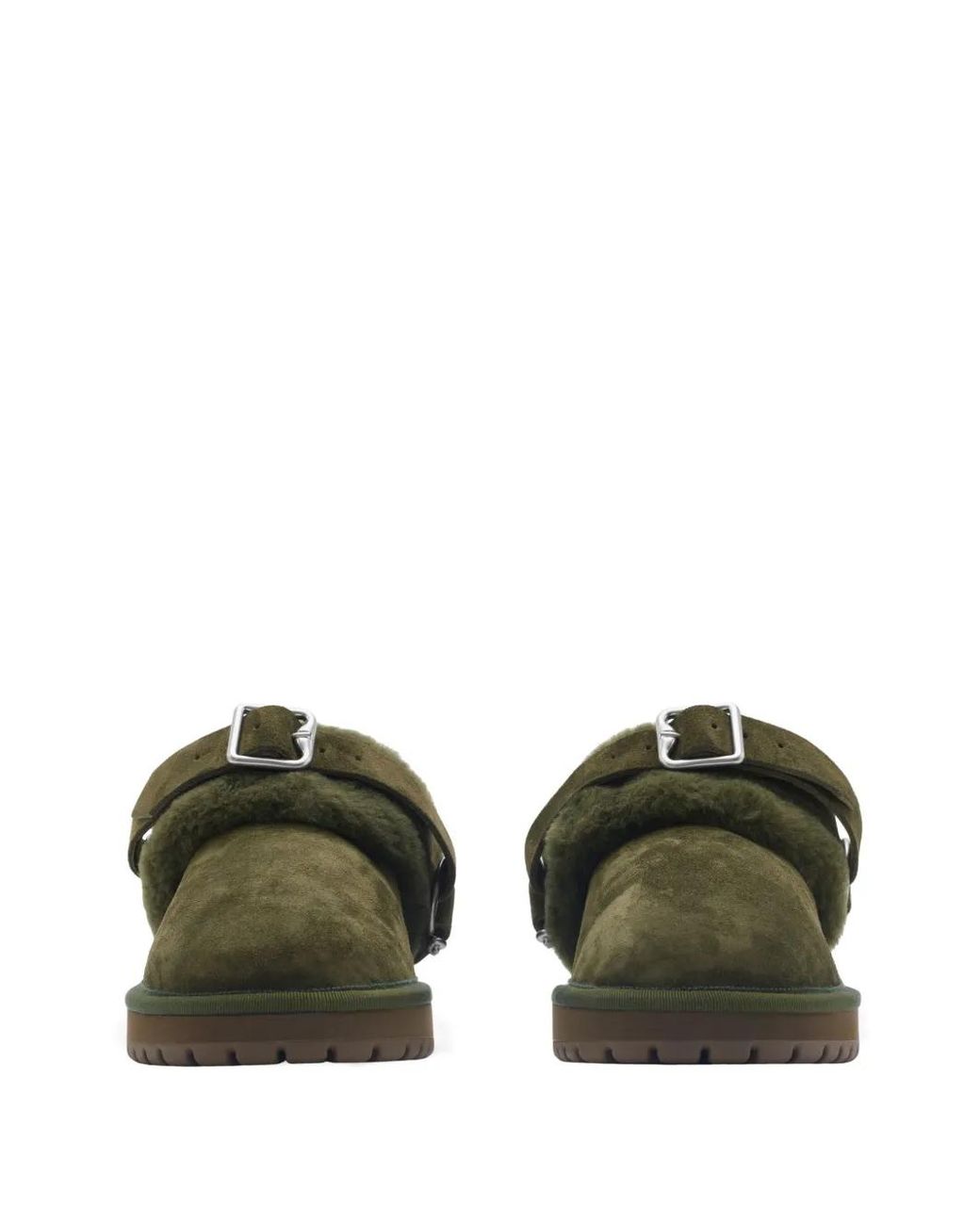 Burberry Green Chubby Calf Suede Slippers