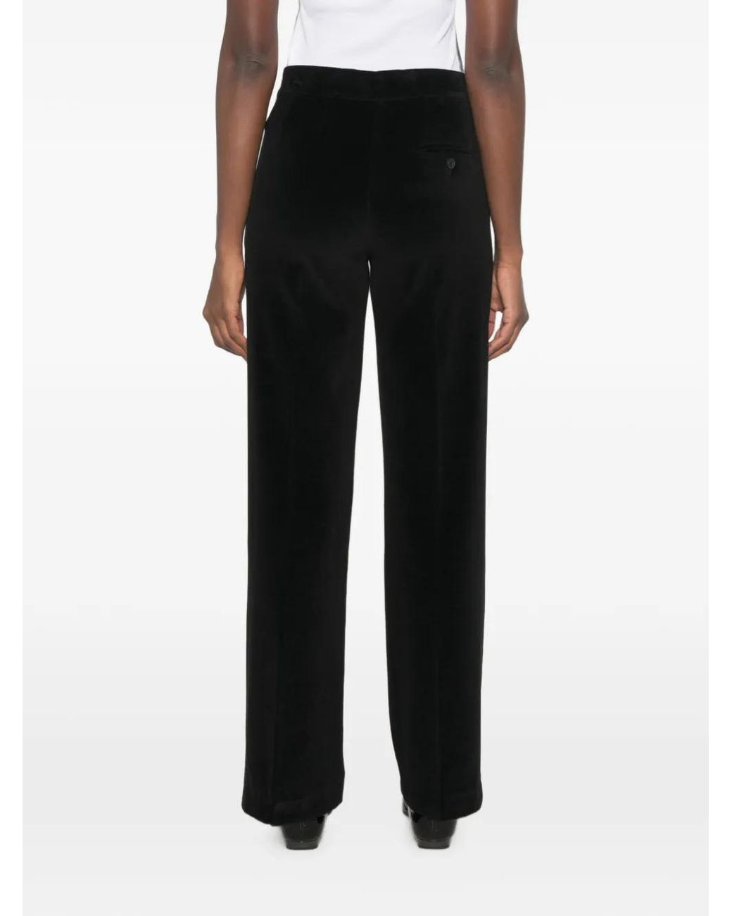 Ottod'Ame Black Alana Velvet-Effect Trousers