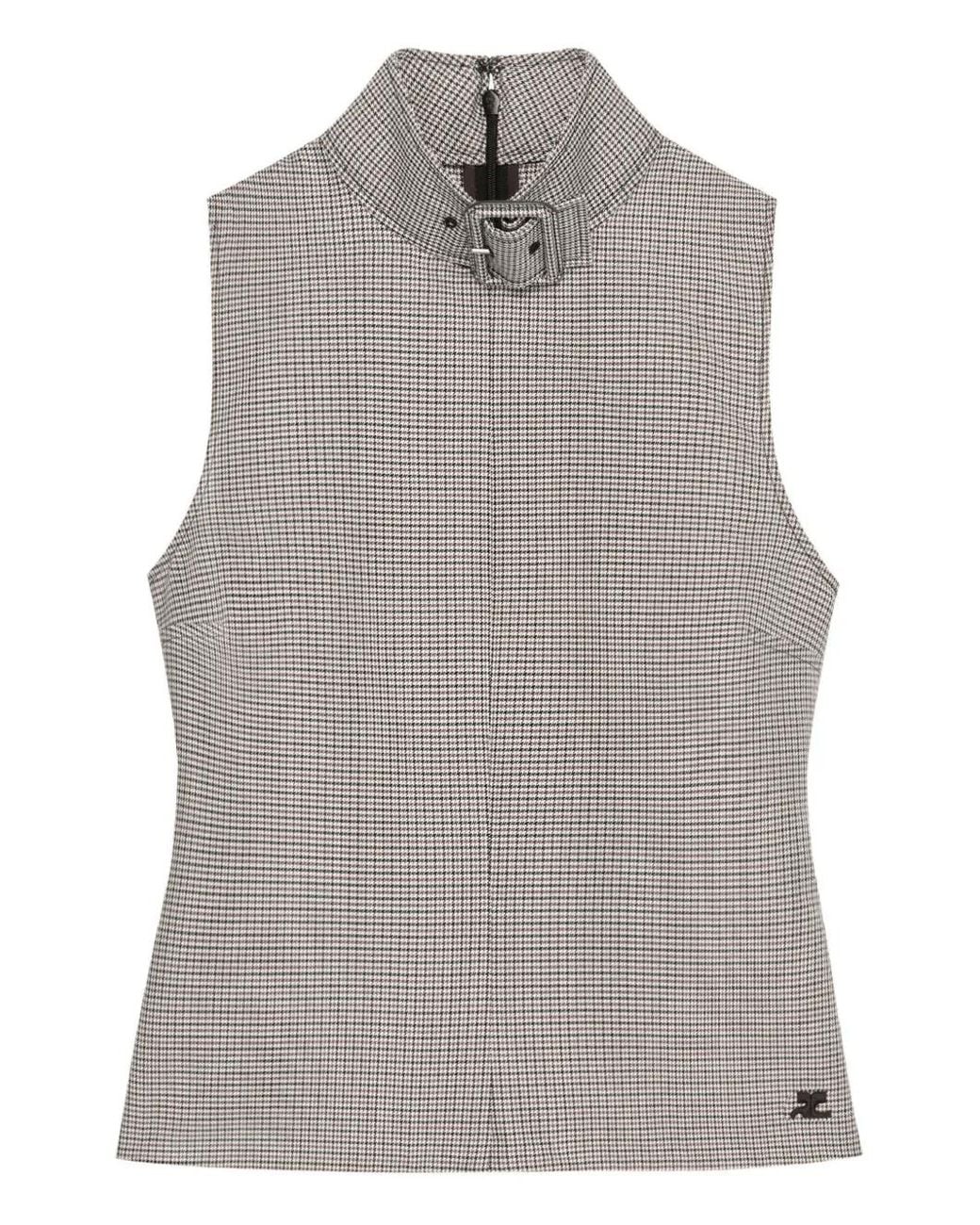 Courreges Gray Houndstooth Top
