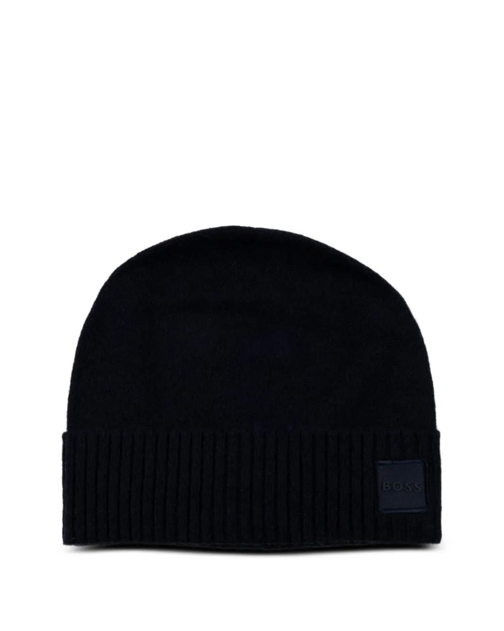 Boss Black Logo-Patch Beanie Hat for men