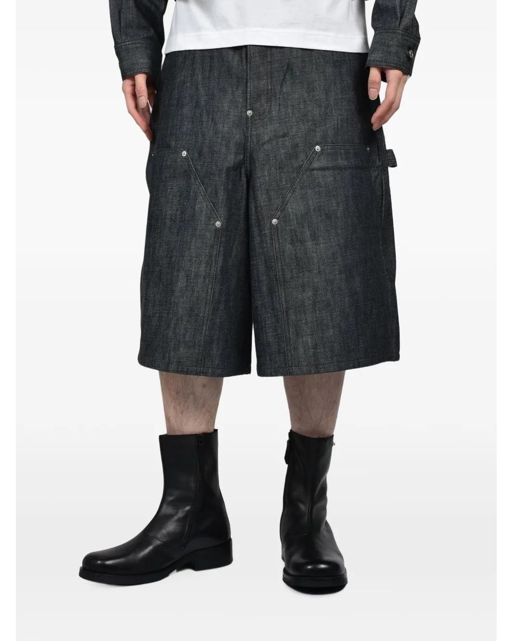 Rivet & Hide Gray Short Super Baggy À Double Renfort Aux Genoux for men