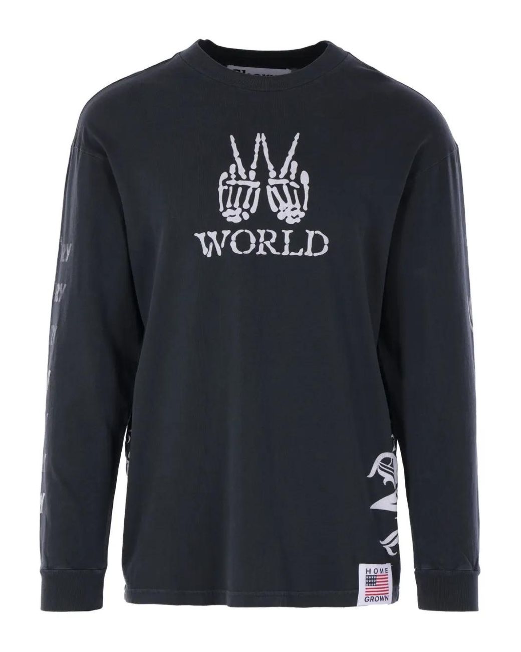 Cherry World Blue Skeleton Long-Sleeve T-Shirt for men