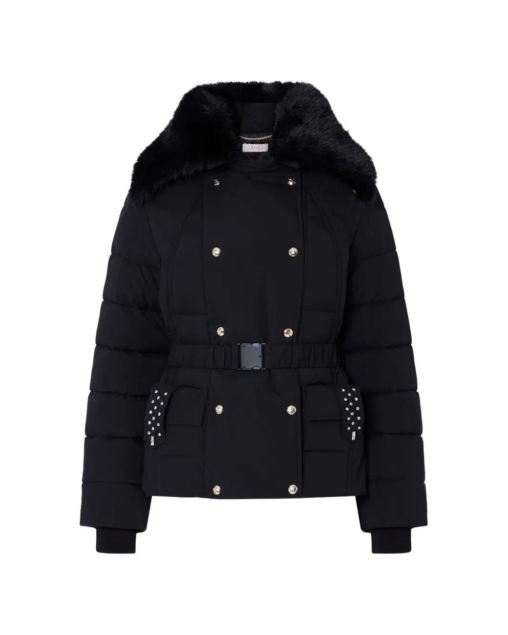 Liu Jo Black Padded Jacket With Belt