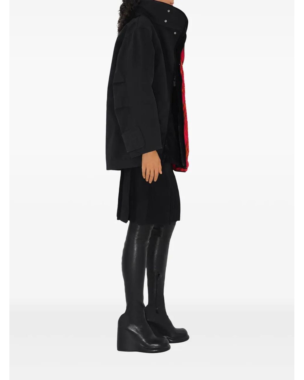 Burberry Red Detachable Warmer Cotton Parka