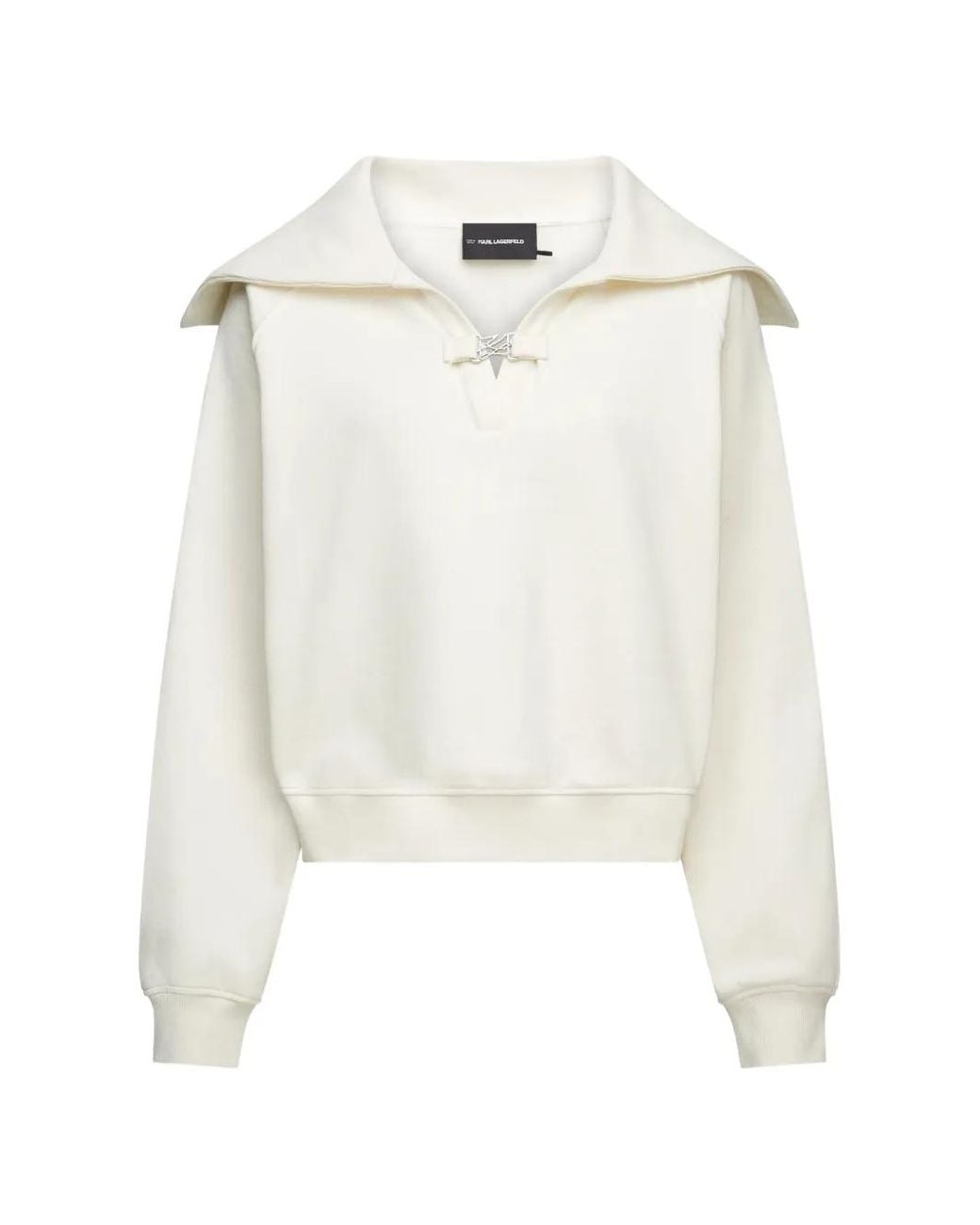 Karl Lagerfeld White Wide-Collar Sweater