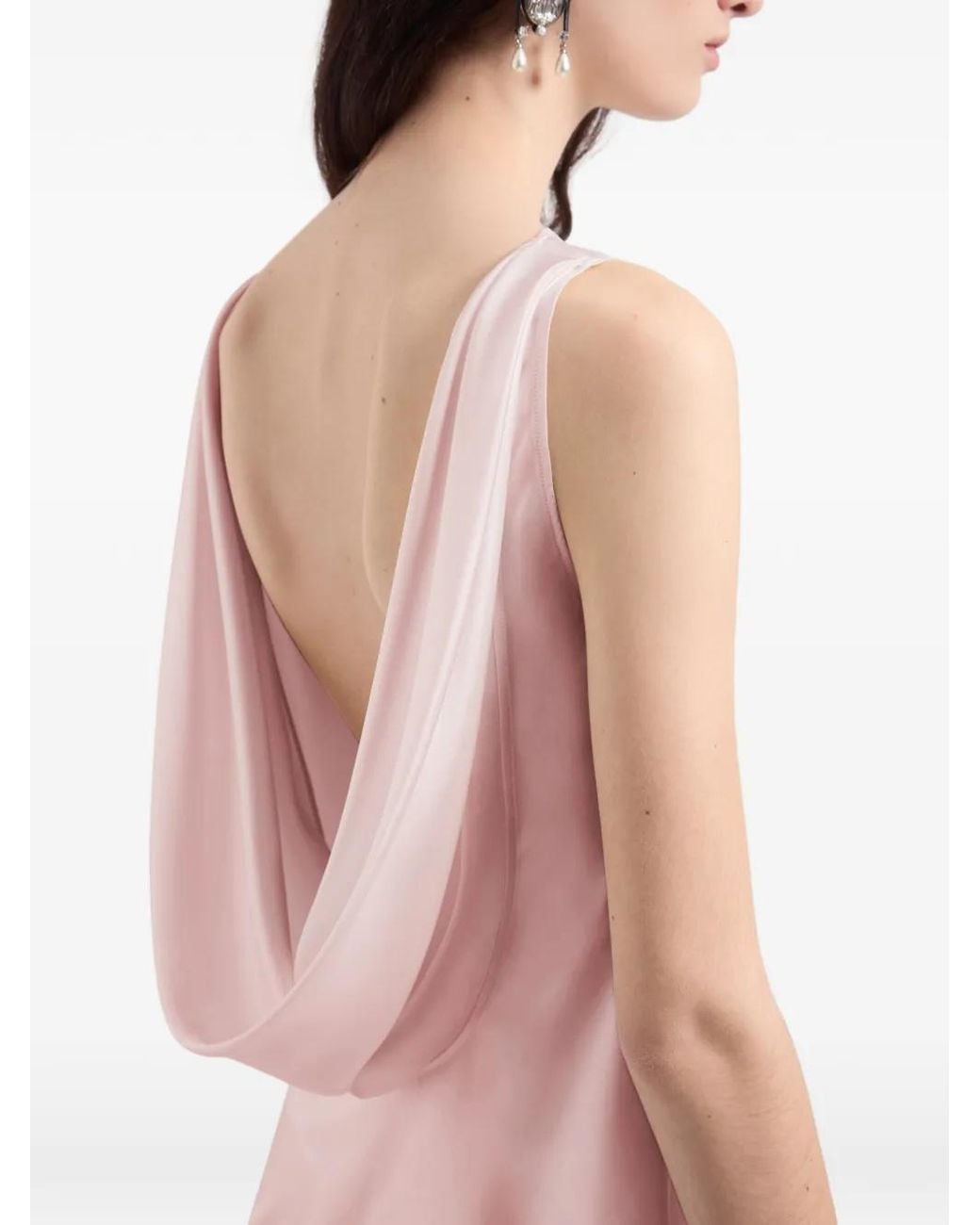 Nina Ricci Pink Draped-Back Silk Top