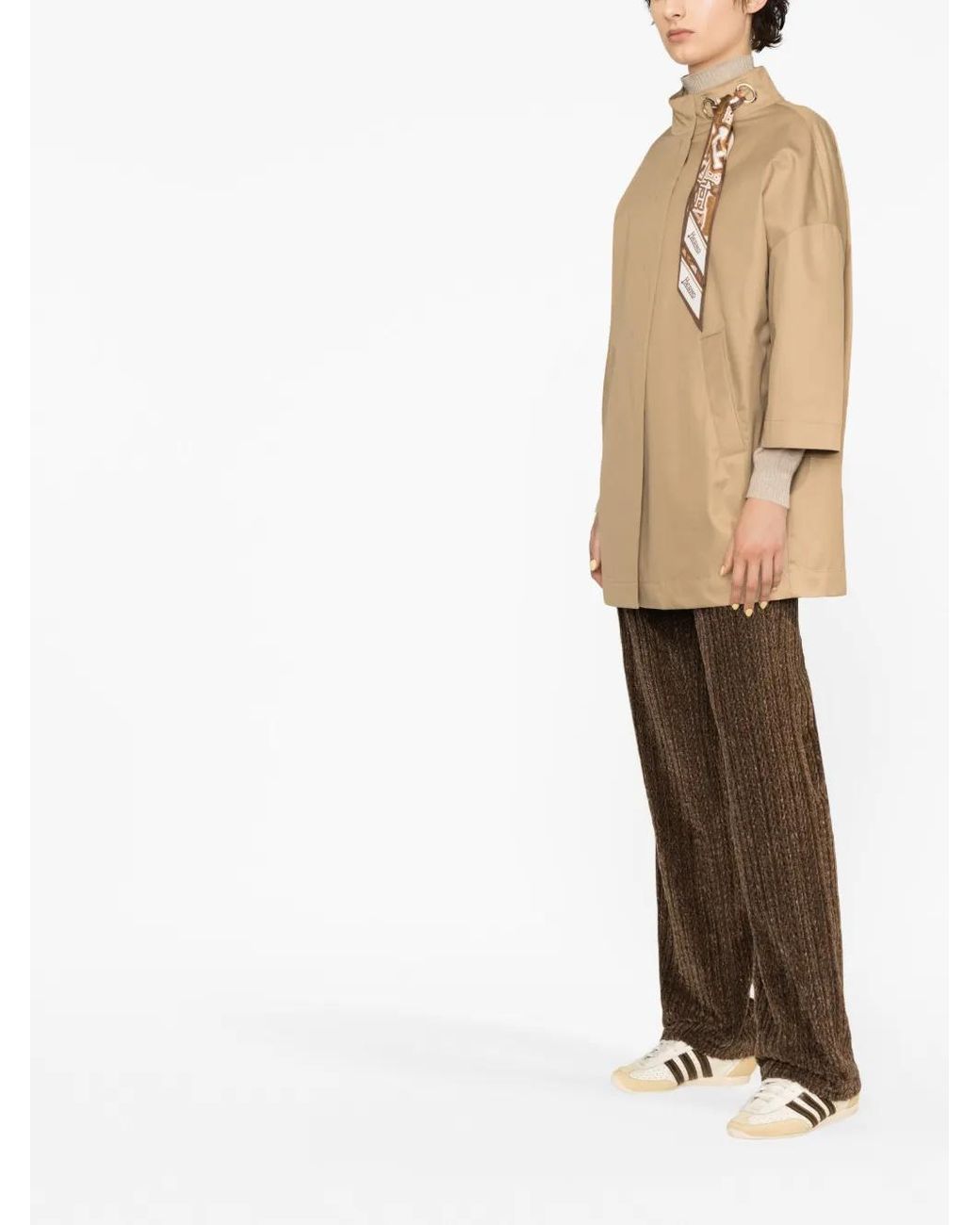 Herno Natural Scarf-Embellished Parka Coat