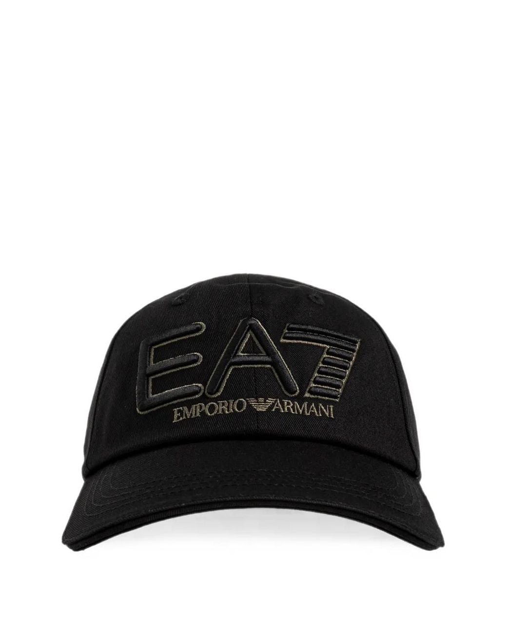 EA7 Black Logo-Embroidered Baseball Cap