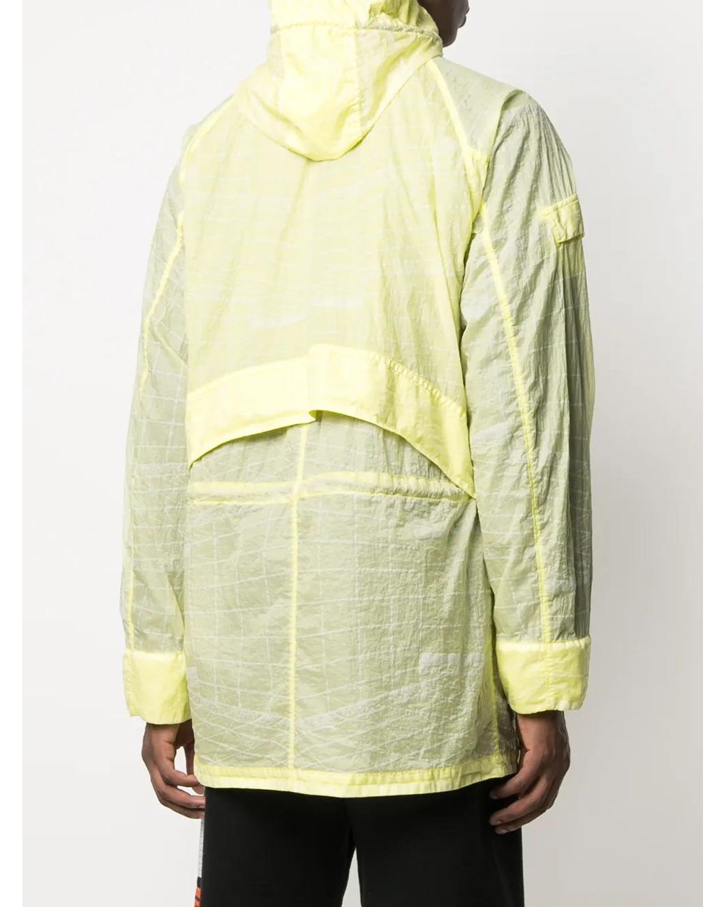 Stone Island Green Reflective Grid Parka Coat for men
