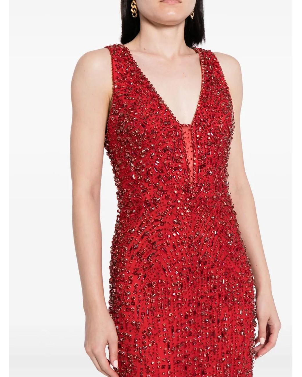 Jenny Packham Red Libra Crystal Satin Gown