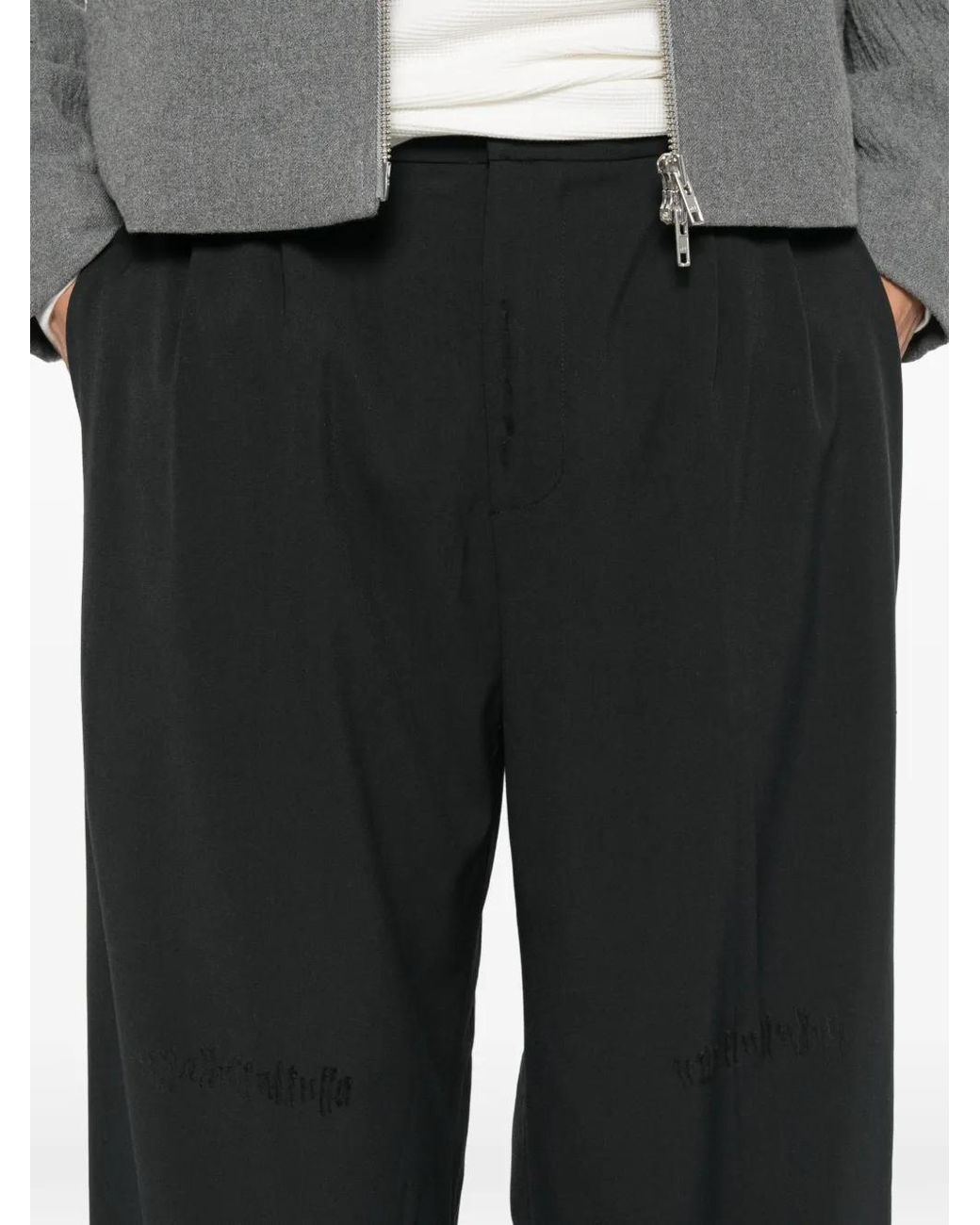 THESTROY Black Pleated Wide-Leg Trousers for men