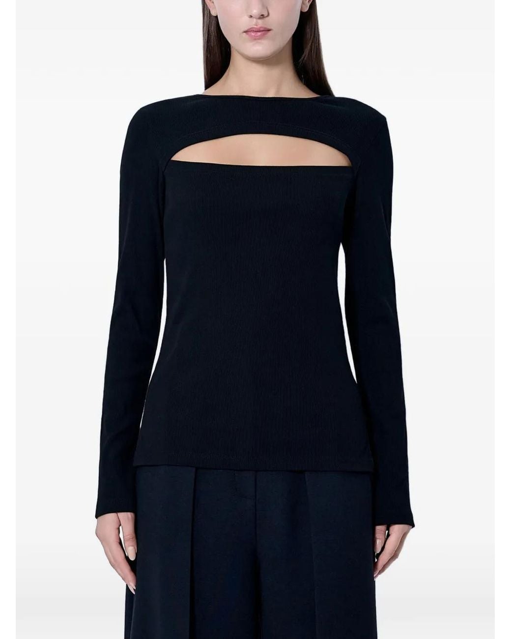 Yohji Yamamoto Blue Cut-Out Cotton Blouse