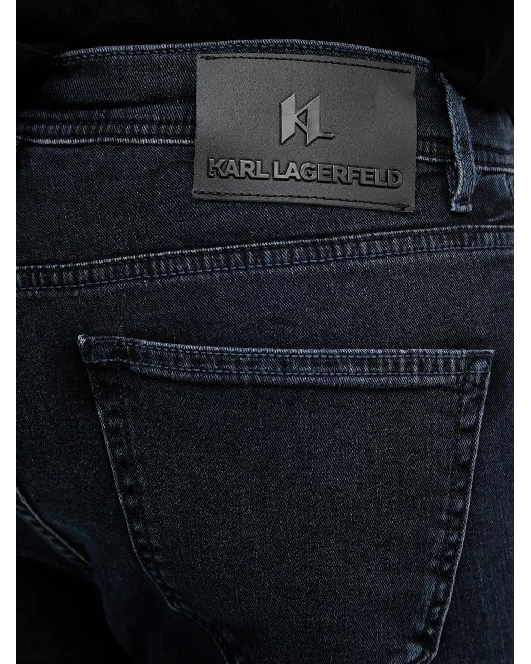 Karl Lagerfeld Blue Logo-Patch Jeans for men
