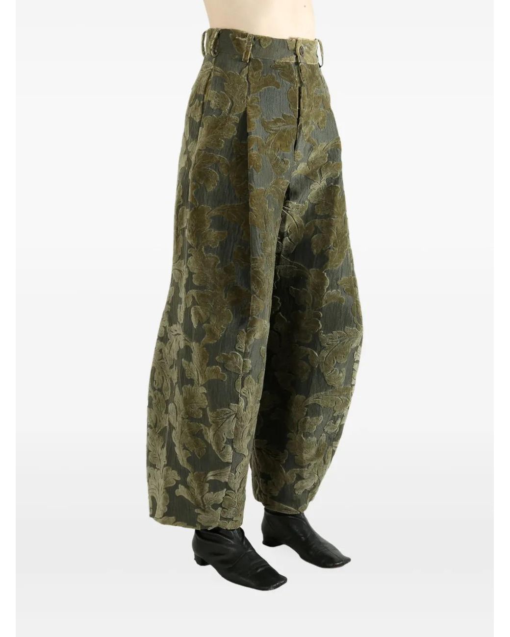 Uma Wang Green Jacquard Palazzo Trousers