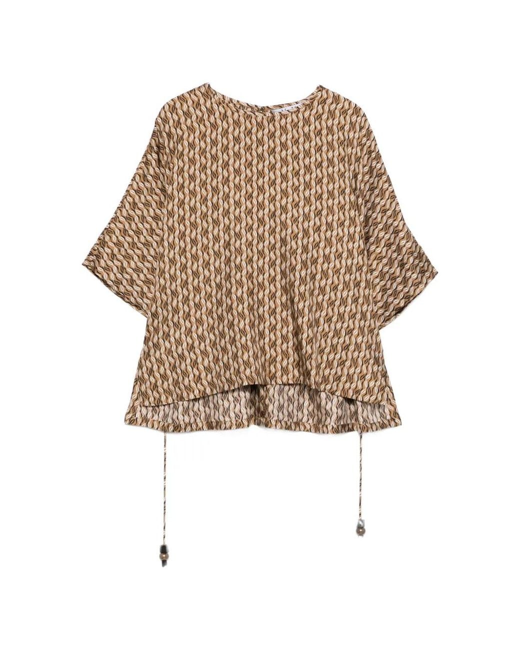 Max Mara White Printed Silk Blouse