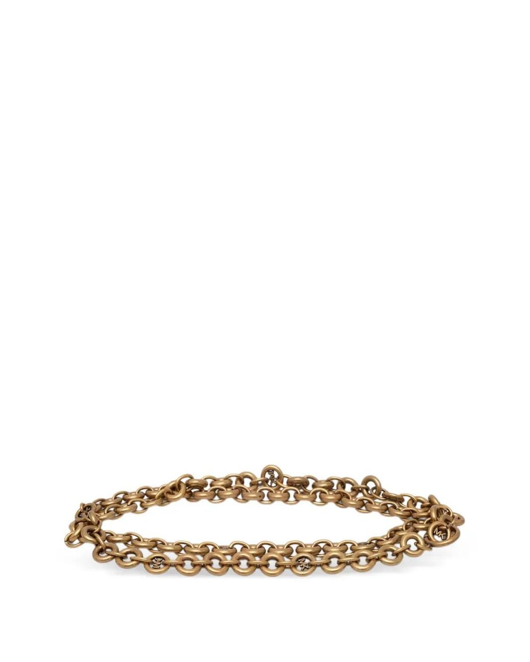 MICHAEL Michael Kors White Logo-Plaque Double-Chain Belt