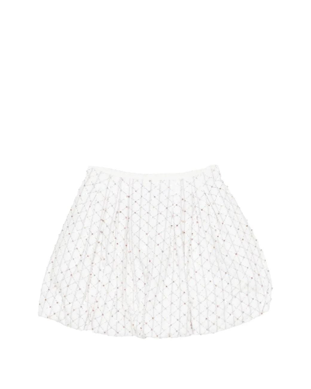 Maje White Beaded Bubble Skirt