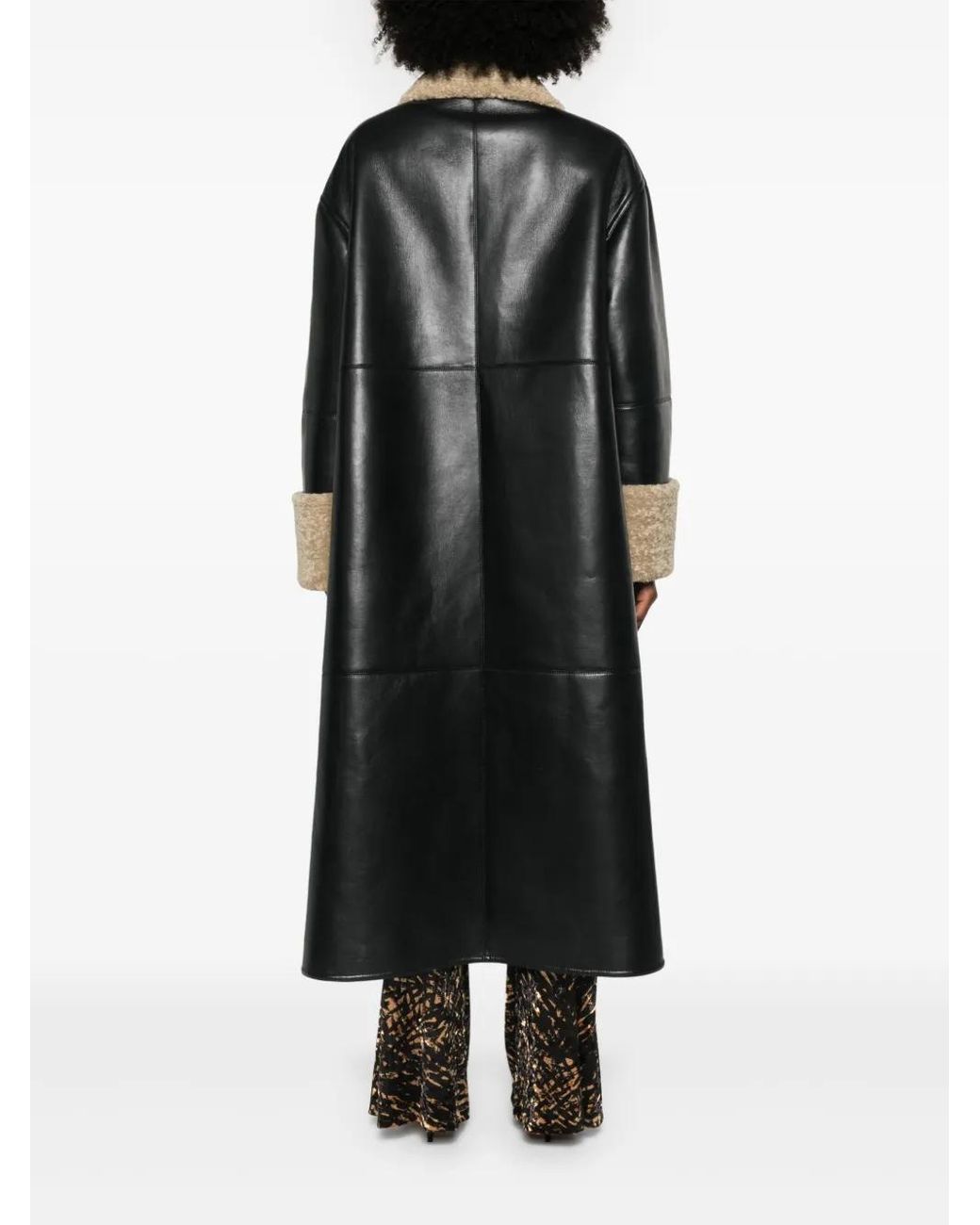 Abrigo con ribete de pelo artificial Nanushka de color Black