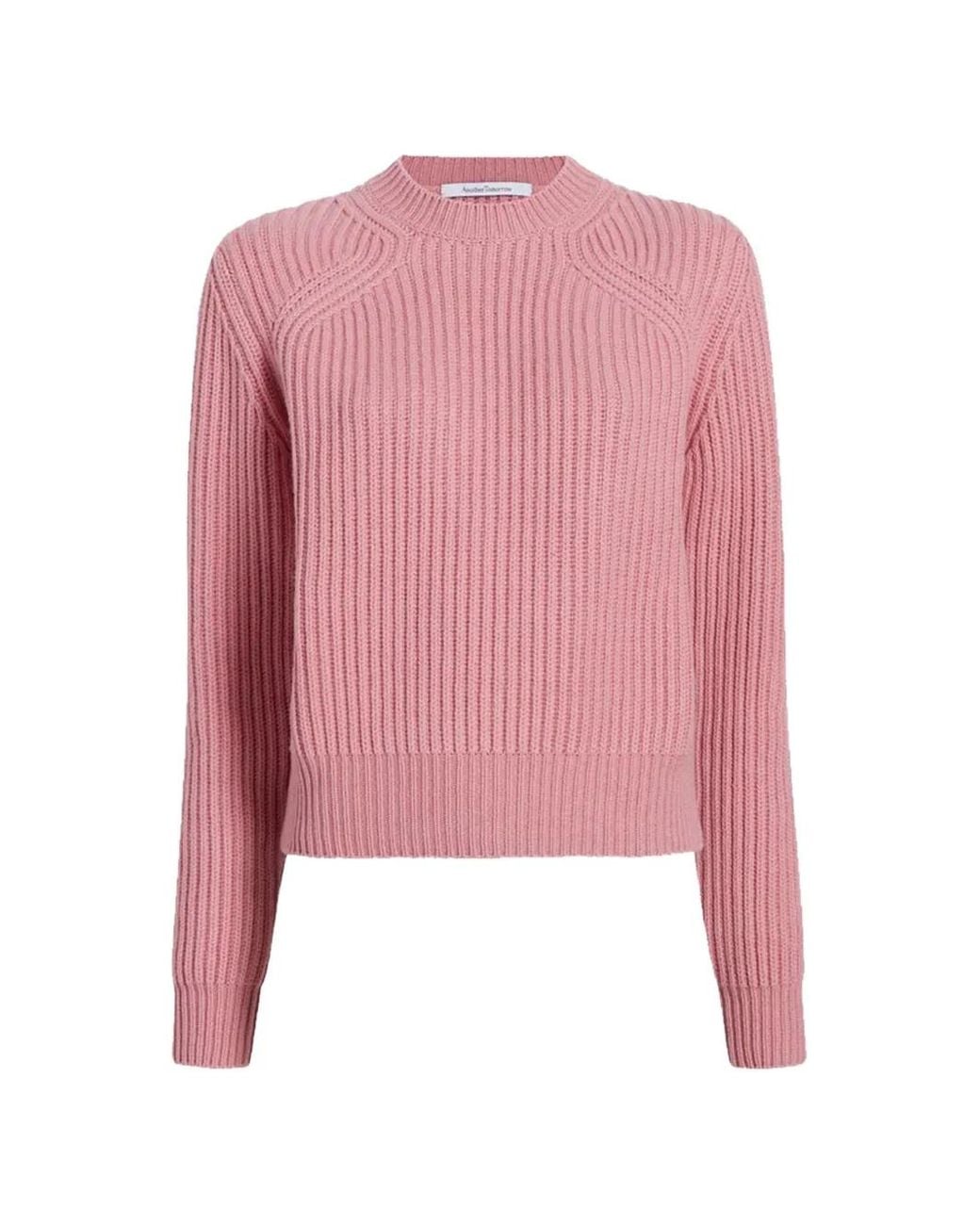 Another Tomorrow Pink Ribbed-Knit Cashmere Sweater