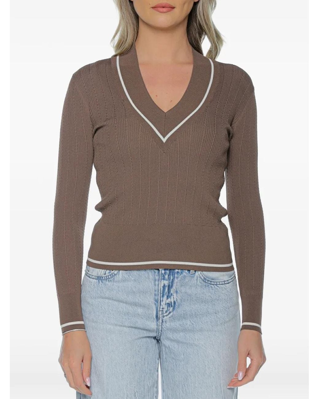 ARMANI EXCHANGE Brown V-Neck Sweater