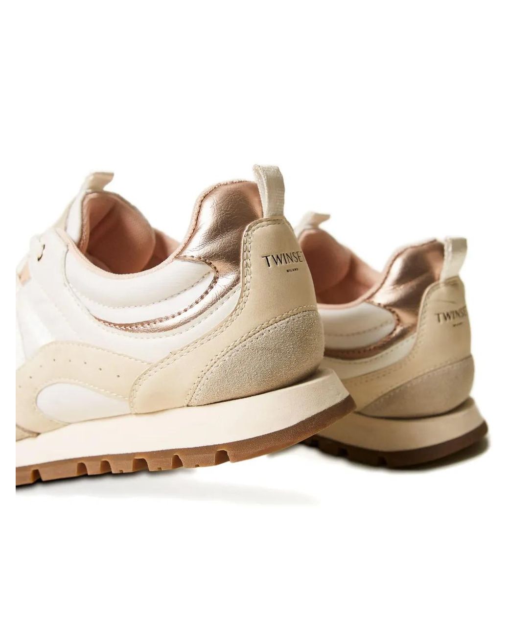 Twinset White Lace-Up Sneakers