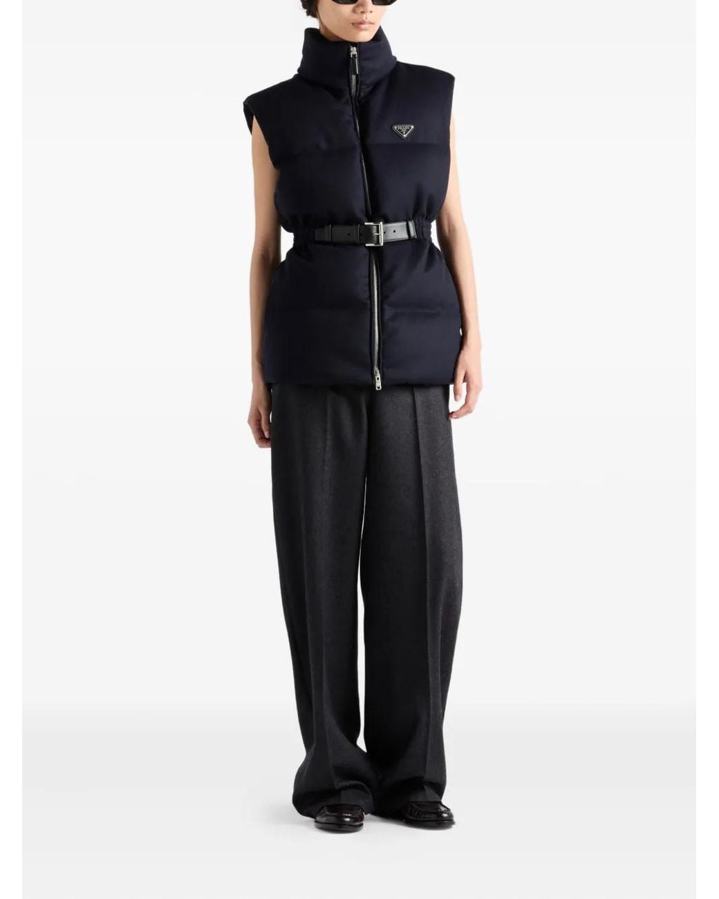 Prada Blue Wool Loden Down Gilet