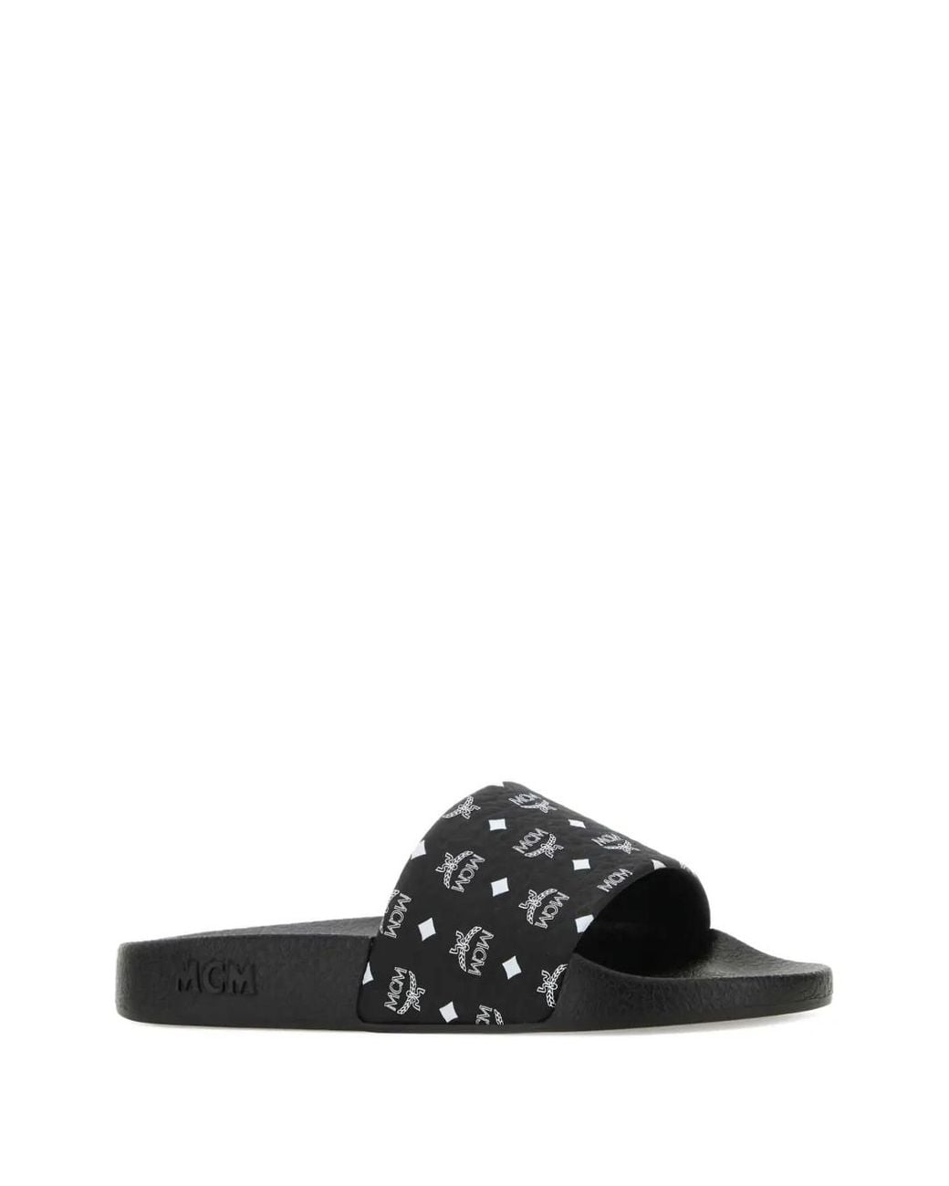 MCM Black Monogram Slides