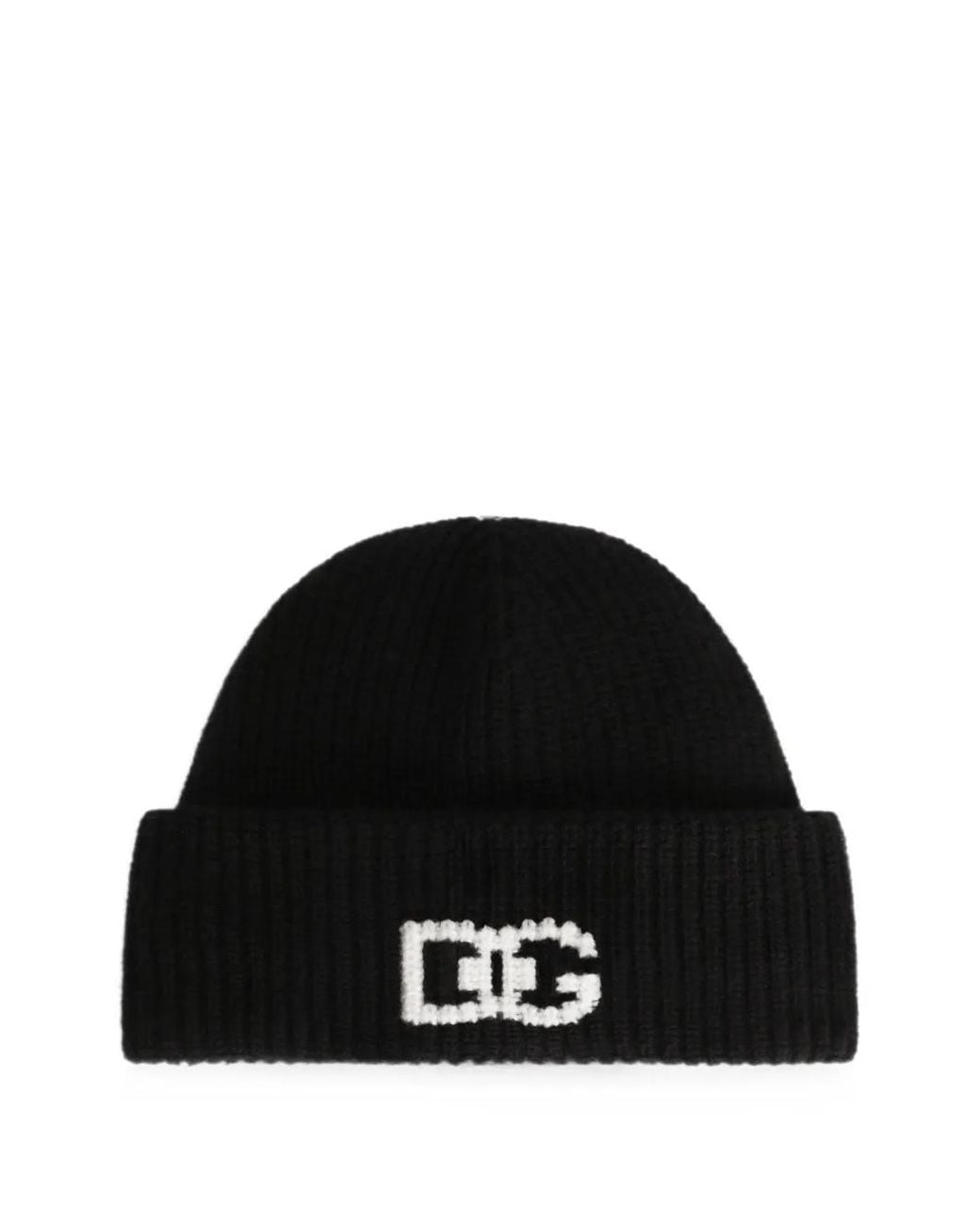 Dolce & Gabbana Black Englisrib-Knit Beanie Hat for men