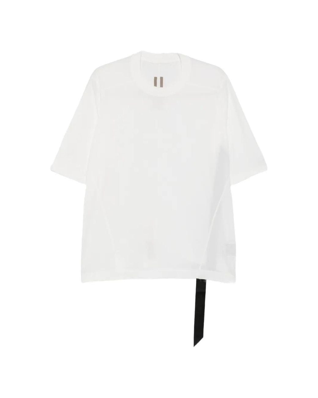 Rick Owens White Midweight Cotton Ribbed Crewneck T-Shirt for men