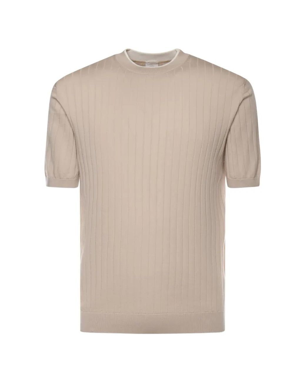 Eleventy Natural Cotton Ribbed T-Shirt for men
