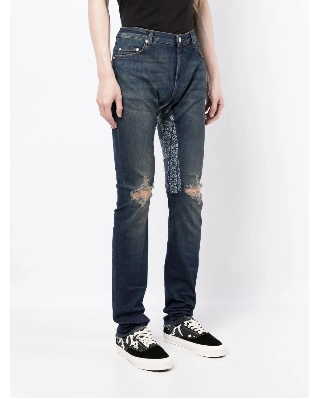 Alchemist Blue Bandana-Print Straight-Leg Jeans for men
