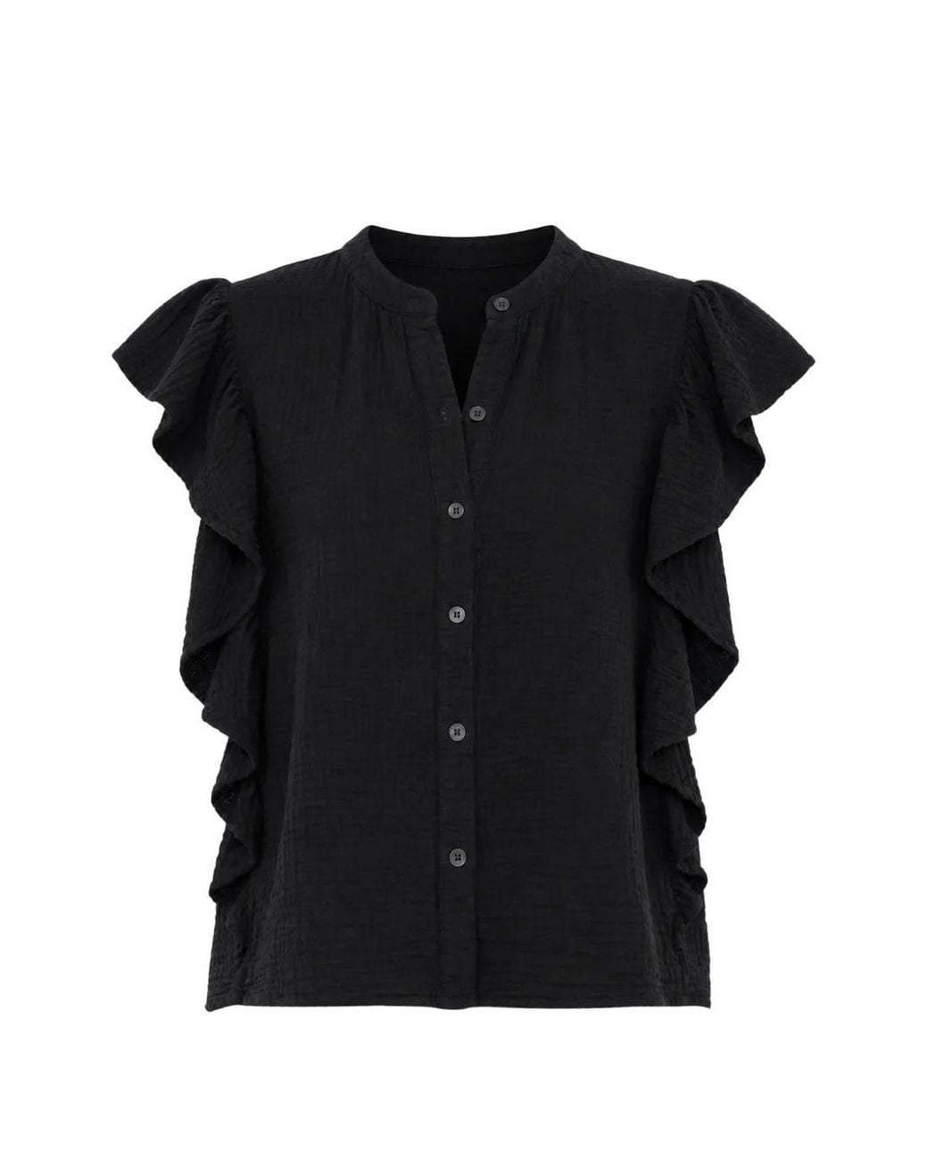 Xirena Black Ashlyn Ruffled Blouse