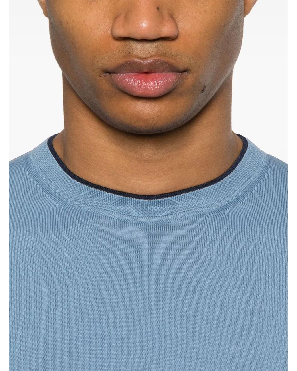 Canali Blue Fine-Knit T-Shirt for men