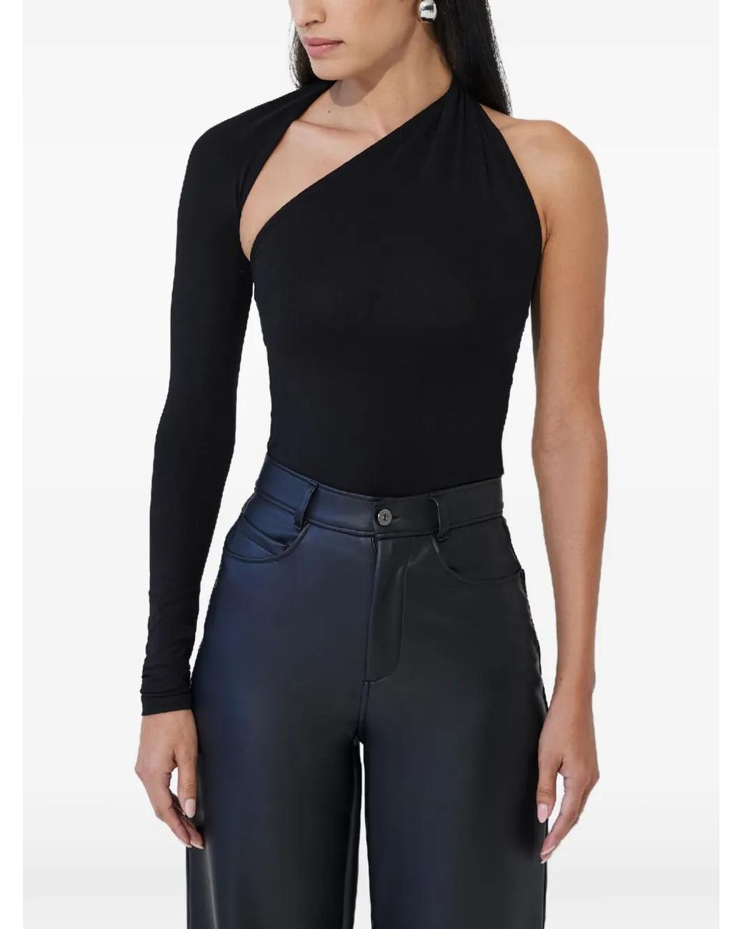 MARCELLA Blue Manhattan Asymmetric One-Shoulder Top