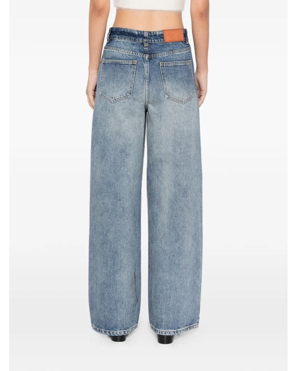 Monse Blue Crystal-Studs Embellished Jeans