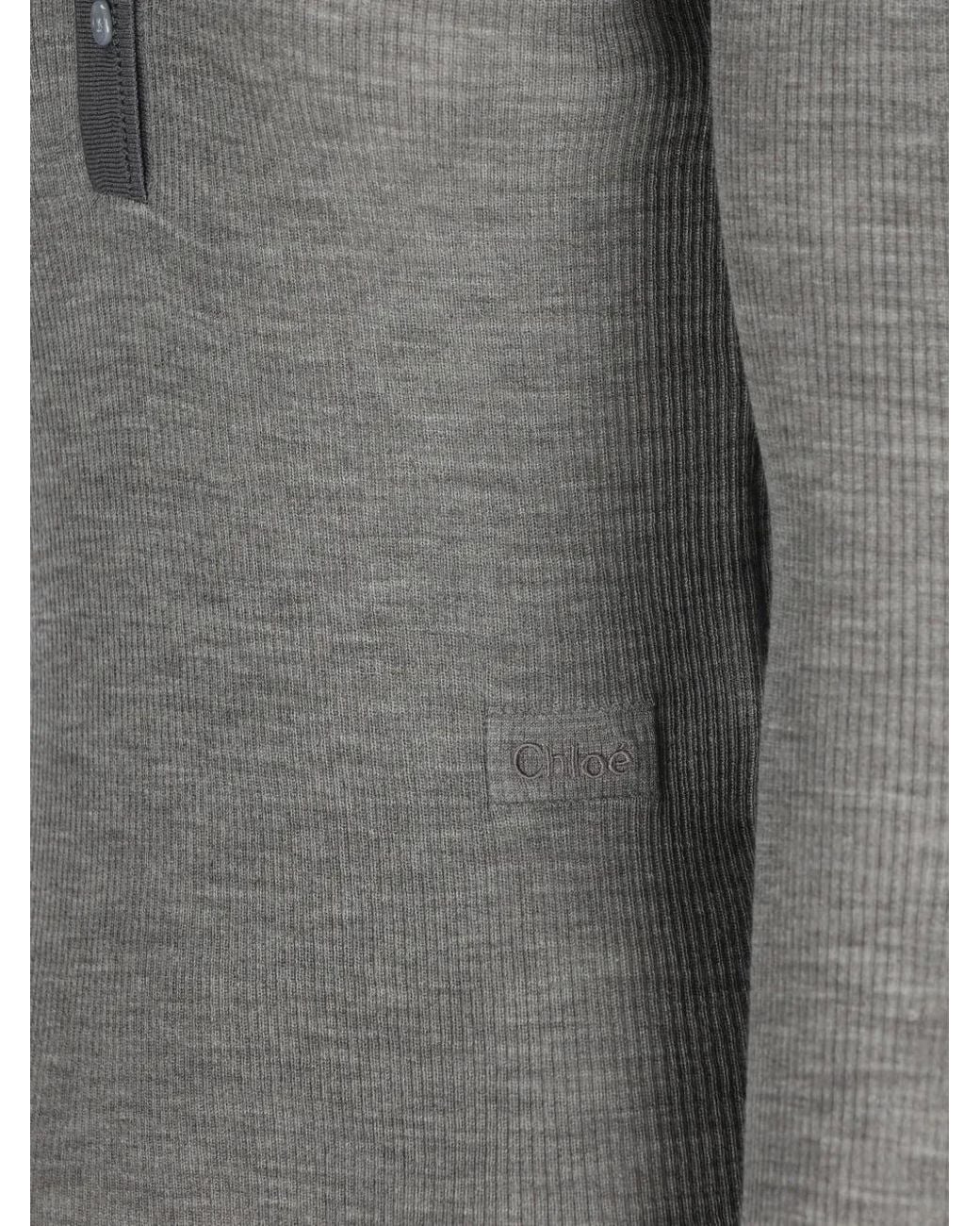 Chloé Gray Ruffled Henley Top