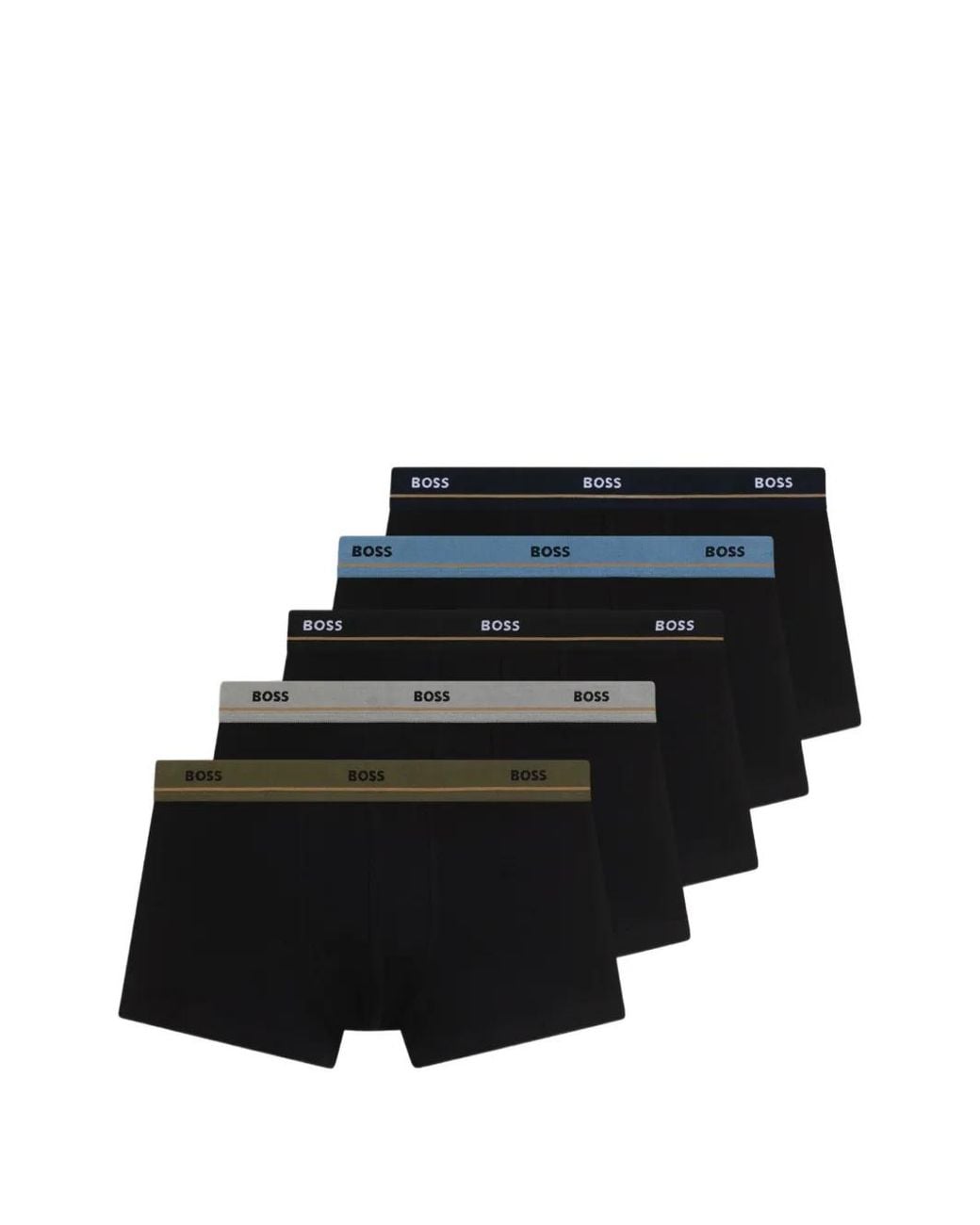 Boss Black Five-Pack Of Stretch-Cotton Trunks With Logo Waistbands for men