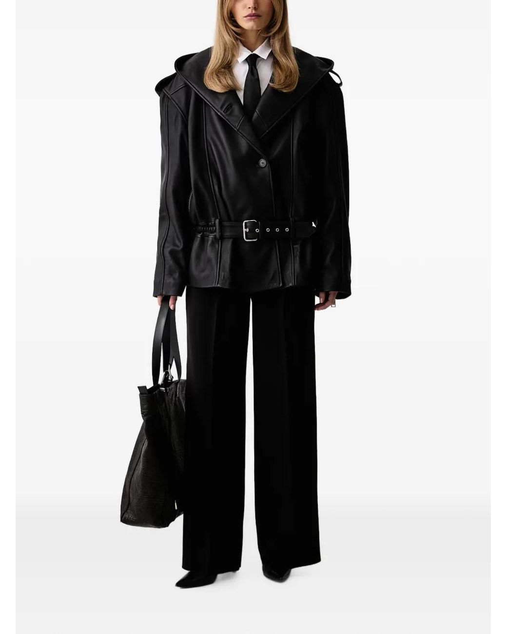 Gestuz Black Hooded Belted Jacket