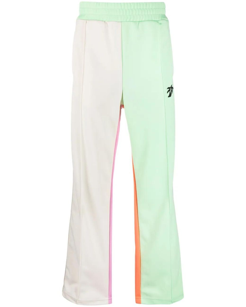 Palm Angels Green Logo-Print Colourblock Track Pants