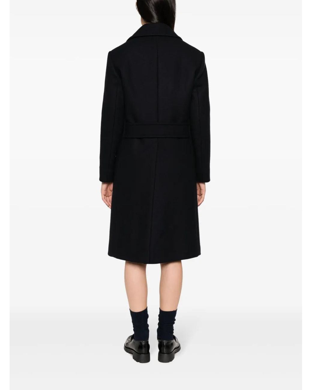 Prada Black Virgin Wool Double-Breasted Coat