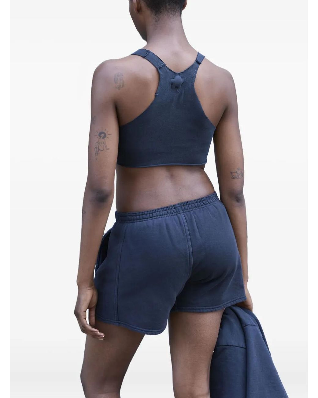GREG ROSS Blue Racerback Raw-Cut Top