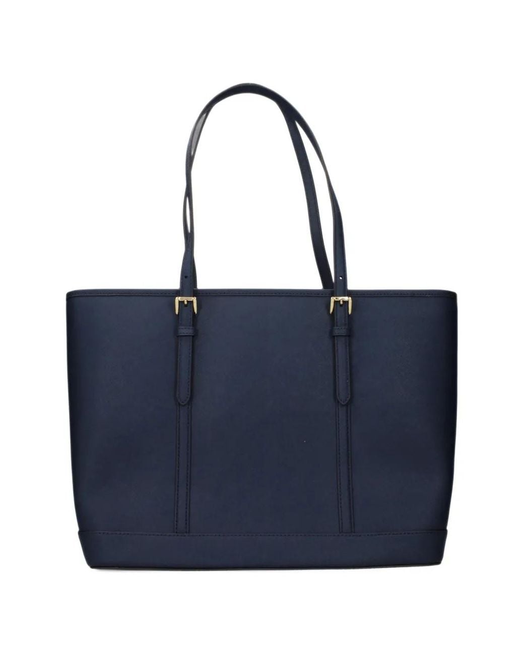 Michael Kors Blue Large Jet Set Logo-Plaque Leather Tote Bag