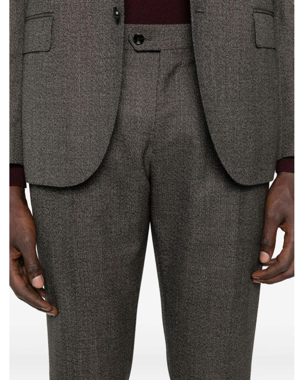 Lardini Gray Herringbone Wool Suit for men