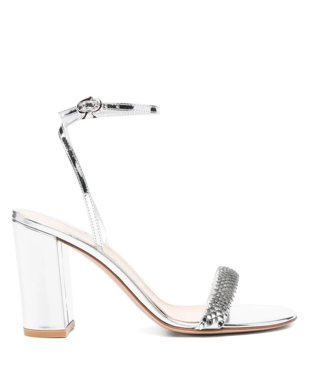 Gianvito Rossi White Micro Gancio-Print Hammered Leather Card Holder