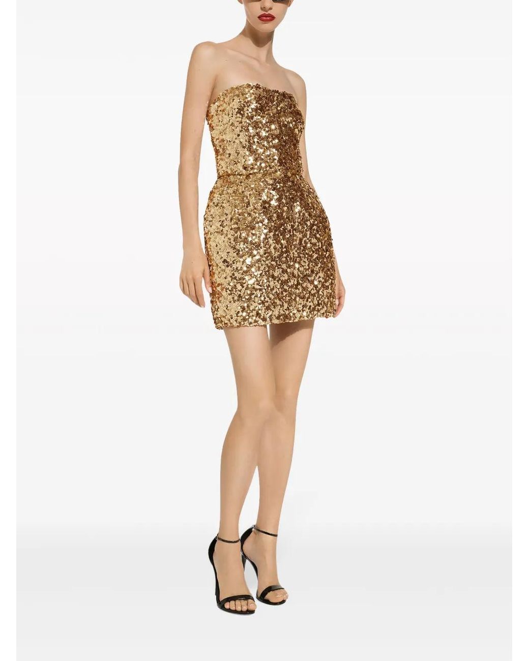 Dolce & Gabbana Natural Sequin-Embellished Strapless Dress