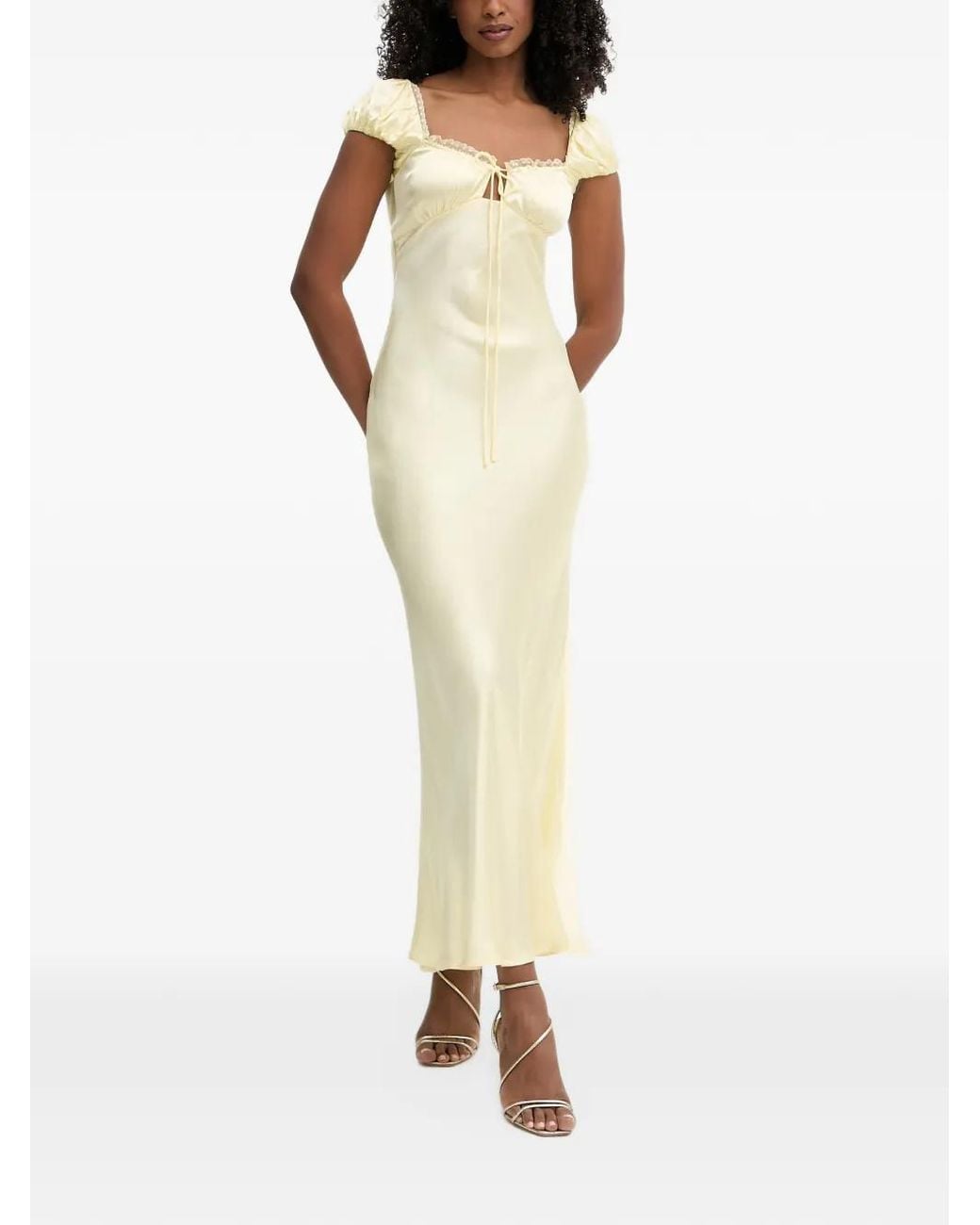 Bardot White Stasia Lace-Trim Puffed-Sleeve Dress