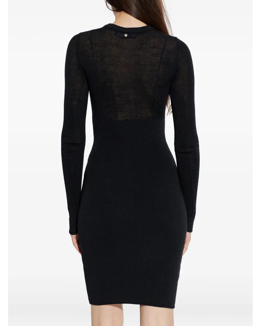 Versace Black Dress With Wool Trim