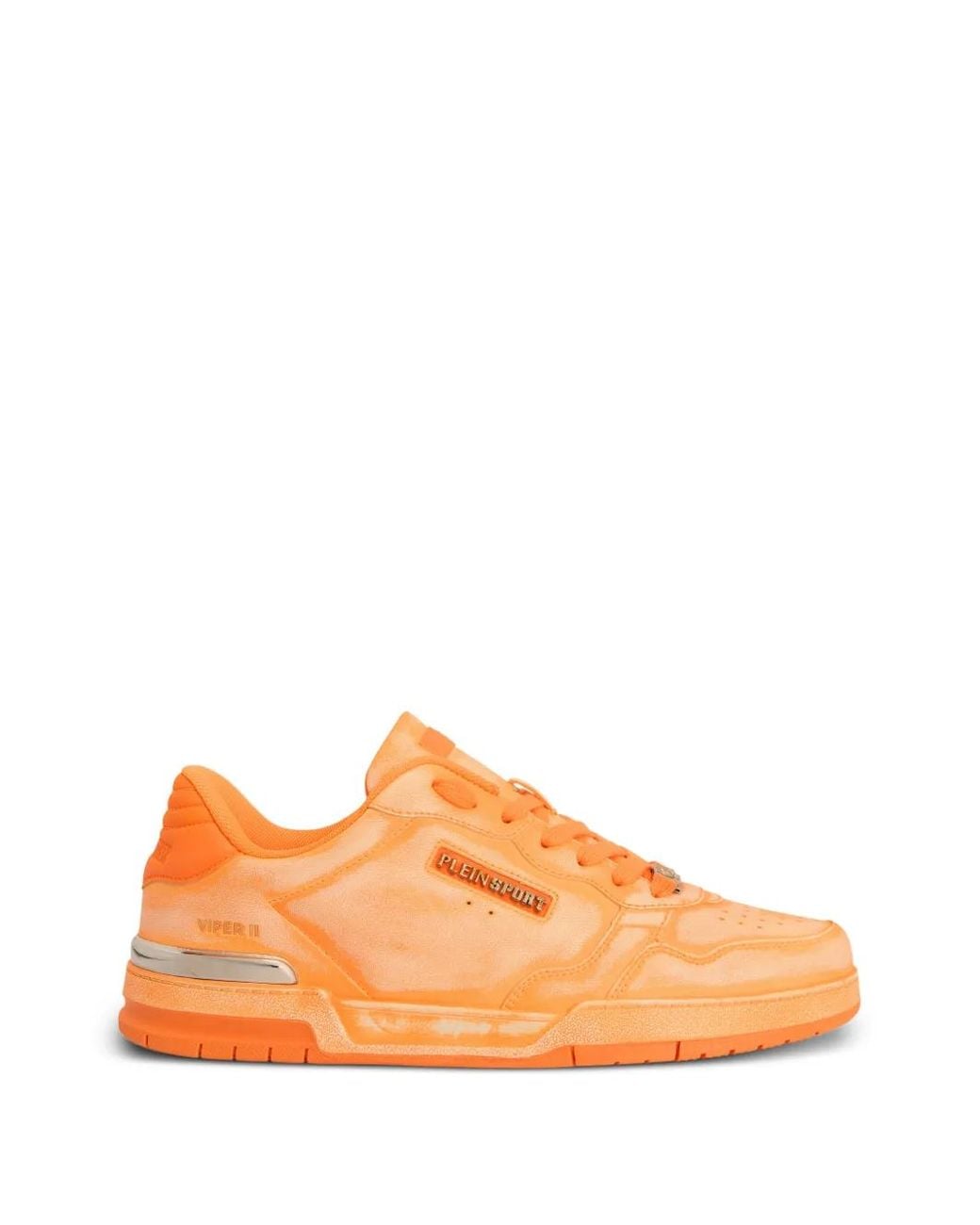 Philipp Plein Orange Sprayed Leather Sneakers