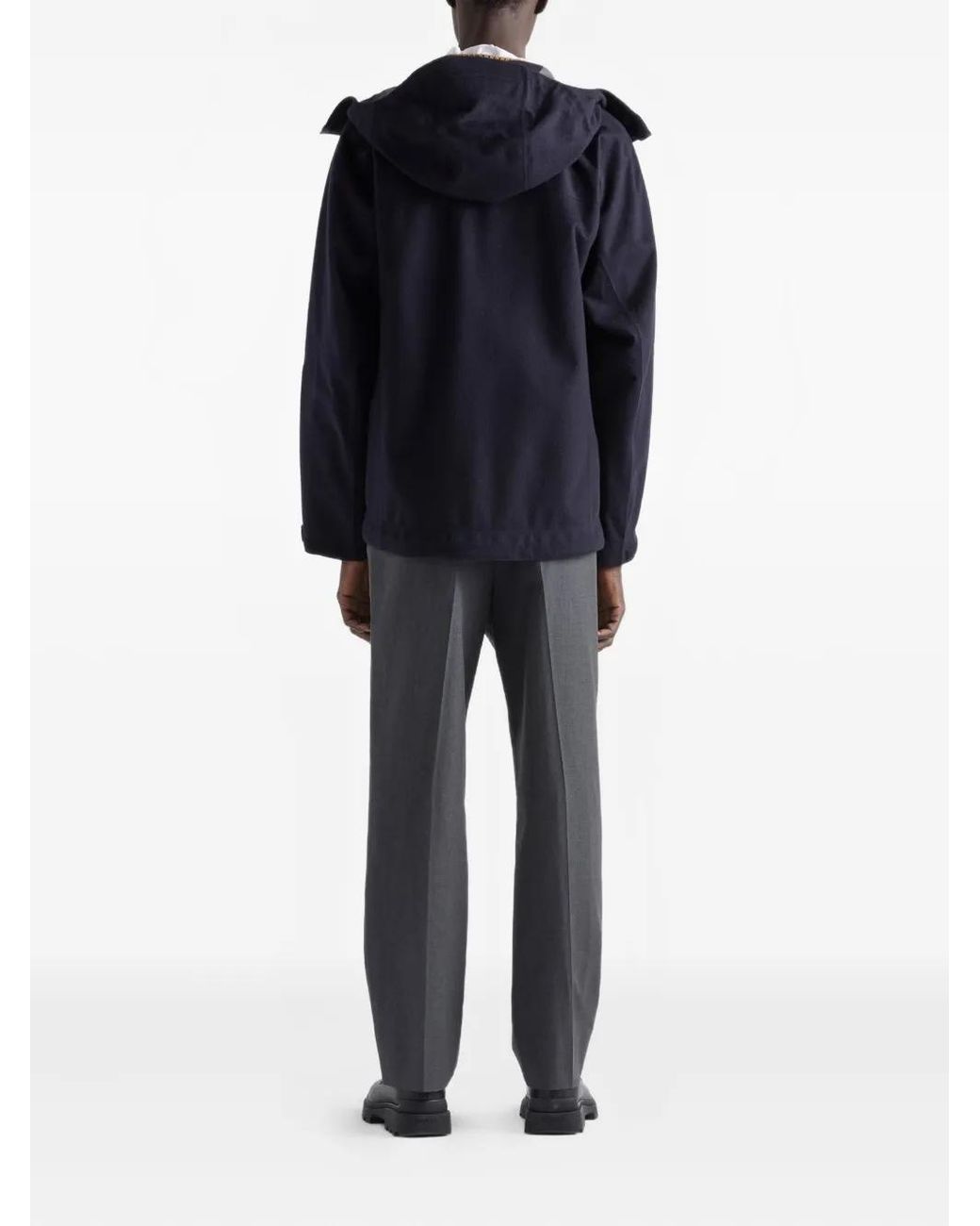 Prada Blue Cashmere-Blend Hooded Jacket for men